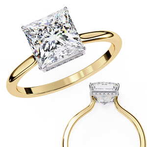 Bague de fiançailles élégante en diamant taille princesse - Product Image 2