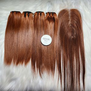 ผมต่อแบบเวอร์จิ้นแท้ 100% จากเวียดนาม แบบตรงธรรมชาติ  แบบ Double Weft  พร้อมผมปิดหน้าผาก สีธรรมชาติ สำหรับผู้หญิงผิวสี  ขายส่ง - Product Image 2