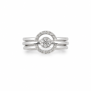 925 Sterling Silver Women's <b>Circle</b> Halo Cluster <b>Ring</b> with Cubic Zirconia Multi Band Modern Elegant High Polish Finish Daily Wear - Product Image 1
