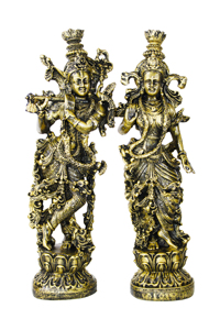 Figurines en résine EOB International Natraj Radha Krishna, artisanat Art Déco, décoration religieuse pour mariage et maison, décoration de table, lot de 2 - Product Image 2