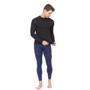 Men's <b>Black</b> Long Sleeve O-Neck <b>Compression</b> <b>Shirt</b> Quick Dry Knitted Slim Fit Sporty Top - Product Image 5