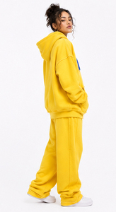 Survêtement à capuche surdimensionné pour femme en molleton de coton épais avec broderie chenille française et pantalon de jogging à taille élastique - Product Image 3