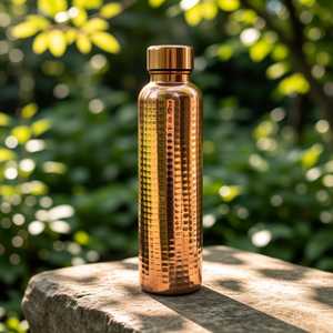 Botella de Agua de Cobre Puro con Diseño Martillado, Botella Metálica Ayurvédica para Beber, para Hogar, Oficina, Viajes, Accesorios Estéticos para Bebidas - Product Image 1