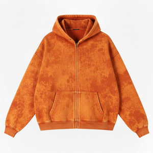 Sweat à capuche oversize en molleton épais de coton rouge d'hiver de haute qualité pour homme, avec épaules tombantes, personnalisable, 330g - Product Image 2
