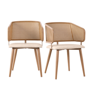 Sillón Moderno de Madera de Teca Sólida con Respaldo de Ratán, Ergonómico y Confortable, para Hostelería y Mobiliario de Contrato - Product Image 5