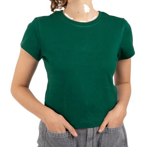 T-shirts courts tricotés pour femmes, style sport, sexy, respirants, écologiques, design personnalisé, pour l'été - Product Image 4