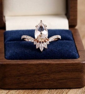 IGI Certified Pear Rose Marquise Round Cut Lab Grown Diamond 10K 14K 18K Solid Gold Designer Flower <b>Ring</b> Engagement Bridal <b>Ring</b> - Product Image 5