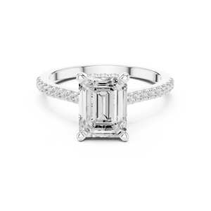 Anillo de Compromiso con Diamante Corte Esmeralda y Diamantes Laterales, Certificado GIA, Joyería Clásica para Mujer - Product Image 3