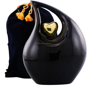 Urnes de crémation pour adultes pour cendres humaines Urnes décoratives pour cendres humaines Femme et homme Noir Or - Product Image 1