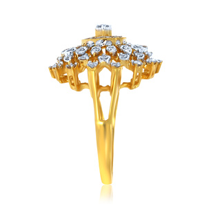 Anillo de diamantes con diseño de rayo de sol brillante, anillo de diamantes con diseño de resplandor solar, anillo de cascada dorada - Product Image 3