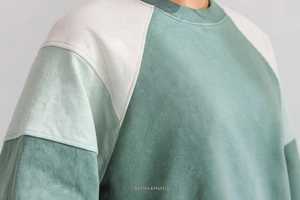 Women's Color Block Crewneck Sweatshirt Casual Lantern Sleeve Pullover <b>Top</b> - Product Image 6
