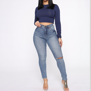 Top Deportivo Corto para Mujer, Personalizado, Manga Larga, Corte Regular, 100% Algodón, Ajuste Delgado, con Logotipo, para Yoga, Gimnasio, Ejercicio, Color Azul Marino, Venta al Por Mayor - Product Image 5