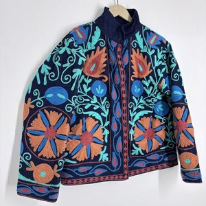 Manteau et veste de style kimono en velours Suzani faits à la main, broderie florale, respirant, vêtements d'extérieur pour l'hiver - Product Image 6