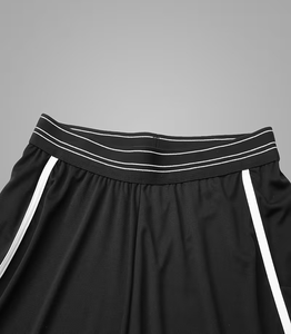 Women's Black Mid Waist Knitted Elastic Waist Quick Dry Shorts With Pockets Sporty Style Regular Fit - Product Image 6