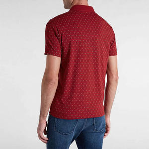 Men's Red Dot Pattern Short Sleeve Cotton Polo Shirt Button <b>Down</b> Casual Wear Regular Fit Knitted - Product Image 6