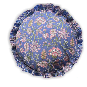 Floral Print <b>Round</b> <b>Cushion</b> Cover with Frills Premium Poly Cotton <b>Cushion</b> Case for Modern Home Office Use Low MOQ - Product Image 1