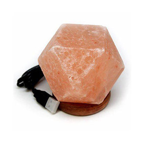 Lampe de sel de l'Himalaya écologique en forme de diamant, base en bois sculptée à la main, toucher naturel, thème naturel, transformez votre espace Sian - Product Image 6