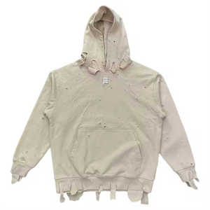 Hoodie déchiré le plus vendu pour hommes, en coton respirant avec appliques, style streetwear printanier, coupe classique - Product Image 6