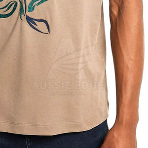 Camisetas al por mayor con logotipo personalizado impreso y bordado, 100% algodón, cuello redondo, servicio OEM personalizado, camisetas de color sólido con bordado para hombre - Product Image 5