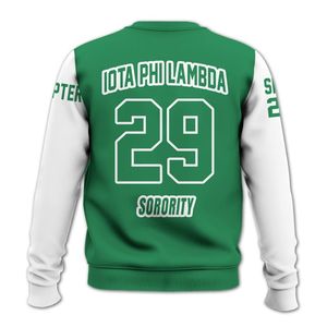 Sudadera Universitaria Personalizada Iota Phi Lambda, Verde Esmeralda y Blanco, con el Escudo de la Hermandad Griega, Sudadera con Capucha Personalizada para Mujer - Product Image 6