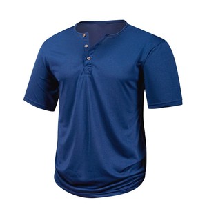 T-shirt Henley à manches courtes bleu marine pour homme, coupe classique, tricoté, couleur unie, col rond, design décontracté, dernière collection 2026, OEM ODM - Product Image 6