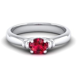 Bague REYES au design classique en or massif 14 carats avec rubis rond de 0,5 carat, cadeau de luxe pour mariage ou fiançailles, bijoux fins - Product Image 1