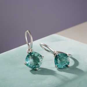 Aquamarine Silver <b>Earrings</b>, Aquamarine Dangle <b>Earrings</b>, 925 Sterling Silver Gemstone <b>Earrings</b>, March Birthstone Gift - Product Image 2