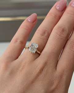 Bague de fiançailles en diamant de laboratoire taille radiant 2 carats, halo caché, solitaire, or 14 carats, certifiée IGI - Product Image 5