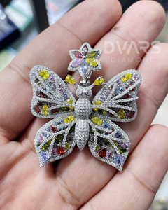 Pendentif Papillon Femme en Argent Sterling 925 Plaqué Or 18K, Bijou de Luxe Hip Hop, Inspiré des Créateurs de Mode, Moissanite Vérifiée - Product Image 3