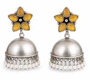 Brass Oxidized <b>Silver</b> Plated Bohemian Jhumka Drop <b>Earrings</b> Women's Wedding Ethnic Indian Jewelry Wholesale - Product Image 4
