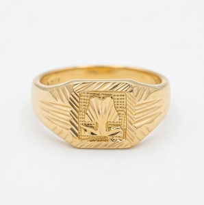 DIVYORO Orissa Anillo de Sello Clásico para Hombre, Chapado en Oro de 22k, Grabado, con Significado Religioso, para Uso Diario y Ceremonias Religiosas - Product Image 1
