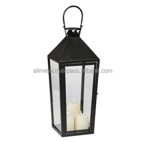 Set of Three <b>Black</b> Metal <b>Lanterns</b> for Indoor and <b>Outdoor</b> Parties Decoration Customizable Home Decoration - Product Image 1