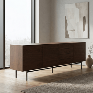 Armoire à tiroirs en teck massif naturel scandinave Hoshi, écologique, solution de rangement contemporaine pour chambre à coucher et salon, sur mesure - Product Image 1