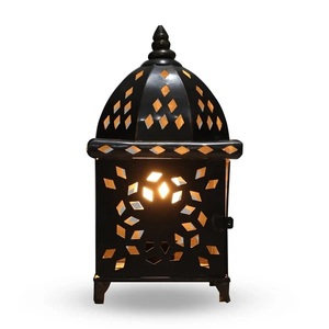 <b>Moroccan</b> Hanging Palace Arch Metal Lantern with Frosted Glass Antique Brass Finish Decorative Candle Holder for Ramadan <b>Decor</b> - Product Image 6