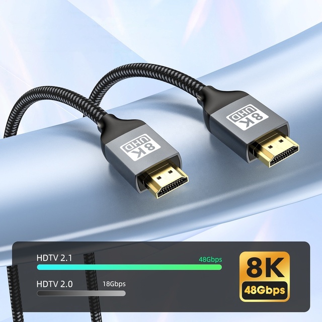 New HDMI 2.1 8K 60Hz 4K Cable High Resolution High Speed Video Transmission Laptop Computer TV Monitor Graphics Card Connection