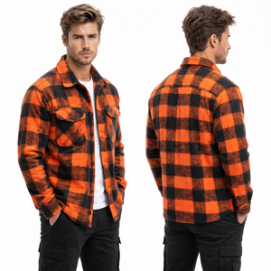 <b>Men</b> Plaid Flannel Shirt <b>Jackets</b> Long Sleeve <b>Men</b> Turn Down Collar Button Down <b>Jackets</b> Casual WInter Wear Warm Cotton <b>Jackets</b> - Product Image 4