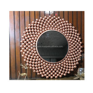 Miroir mural rond en métal de luxe fabriqué à la main miroir mural décoratif surdimensionné élégant pour la maison et la ferme modernes - Product Image 5