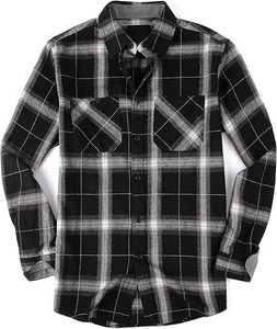 Camisa de algodón a cuadros Black Shadow de calidad de exportación, corte moderno y ajustado, manga larga, con botones y bolsillos con solapa doble para otoño/invierno - Product Image 2