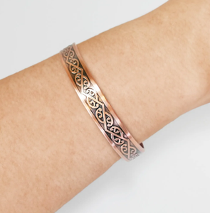Premium Heritage Lotus Blossom Accent Metallic Therapy Bracelet Fashionable Metal Jewelry Exquisite Design - Product Image 3