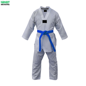 Uniforme de Taekwondo NAIMAT para Niños, Dobok de Algodón Blanco con Cinturón Azul, Corte Regular, Ropa Duradera para Artes Marciales - Product Image 1