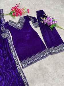 BLOSSOM FABRIC - Dupatta de Diseño Tradicional Indio para Mujer, Completamente Cosida, con Bordado Pesado en Terciopelo en la Parte Inferior - Product Image 6