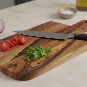 Planche à découper rectangulaire élégante en bois massif |   Planche à découper épaisse et robuste pour la cuisine, le fromage, le pain et la préparation des légumes - Product Image 5