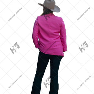 Chaqueta Blazer de Mujer Rosa Intenso, Tejida, con un Solo Botón, de Lana, con Parches Personalizados, Estilo Casual - Product Image 6