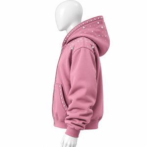 Sweat à capuche zippé pour homme, grande taille, en coton épais, respirant, avec poche, logo personnalisé imprimé, service OEM, en vente - Product Image 6