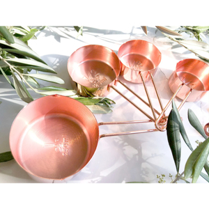 Copper <b>Measuring</b> Tools <b>Set</b> Food Grade Durable <b>Measuring</b> <b>Cups</b> And Spoon <b>Set</b> With Wired Handle Rose Gold Shiny Polish Hot Selling - Product Image 3
