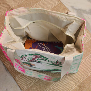 Sac fourre-tout brodé coloré à fermeture ouverte, sac à bandoulière Banjara, sac de shopping grand format fait main pour femme par Whimsy Art Craft - Product Image 5