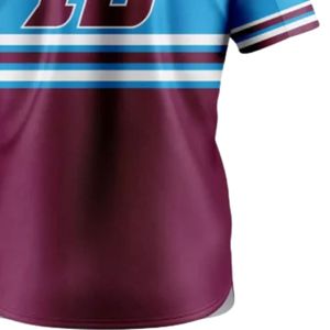 Camiseta de Béisbol Azul Cielo y Granate para Hombre, con Botones al Frente, Ligera, Uniforme Deportivo Transpirable - Product Image 5