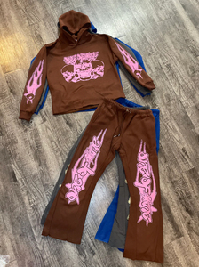 Custom Winter Breathable Lightweight Plus Size Hooded Skeleton Print 100% Cotton <b>Hoodie</b> Jogger Sweatpants Set Unisex Tracksuit - Product Image 5