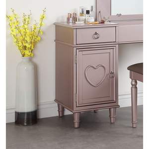 Set di vanità camera da letto in oro rosa con sgabello a specchio aperto cassetti spazio di archiviazione in legno di gomma manici di trazione ad anello-trucco vanità - Product Image 3