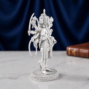 Jaipur Metals 999 Silver Plated Panchmukhi Hanuman Idol | 100% Brass Durable Tabletop <b>Religious</b> <b>Statue</b> | 6.5x4.2x9cm | 115g | - Product Image 4